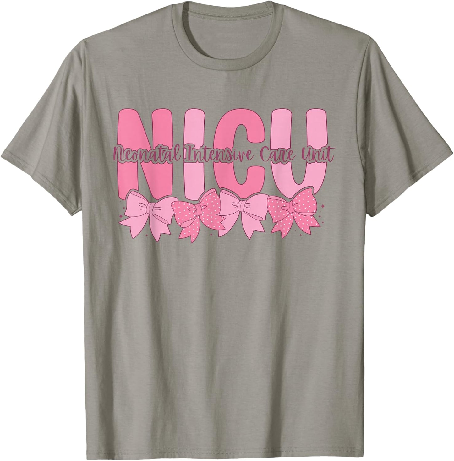 Coquette NICU Nurse Pink Bow Neonatal Intensive Care Unit T-Shirt - T-Shirt | Sand