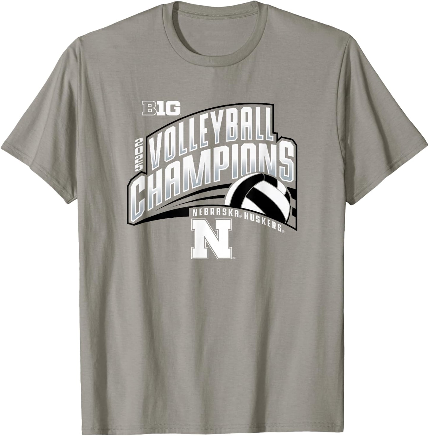 Nebraska Cornhuskers Big Ten Champs 2025 Volleyball T-Shirt - T-Shirt | Sand