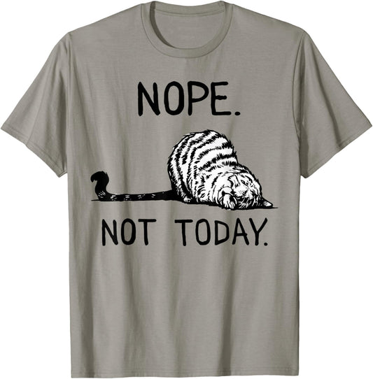 Lazy Cat Nope Not Today Funny Cat Lover Love Cats Funny Cat T-Shirt - T-Shirt | Sand
