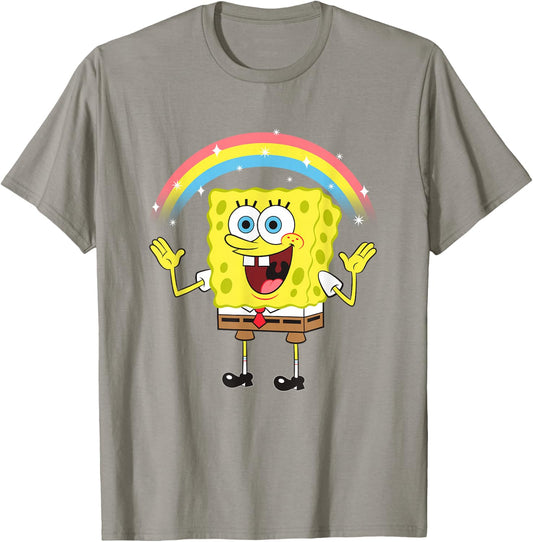 SpongeBob SquarePants Imagination Rainbow Happy Logo T-Shirt - T-Shirt | Sand