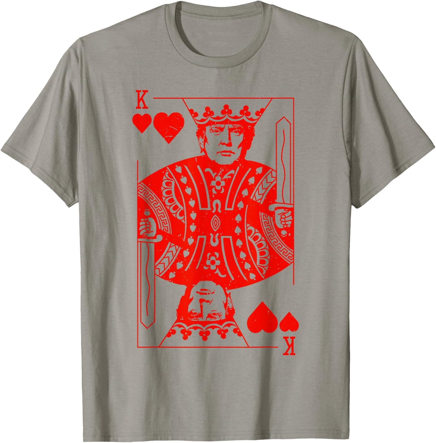 Trump King K of Hearts Playing Card Patriotic Trump 2024 Women Kids Men T-Shirt - T-Shirt | Sand