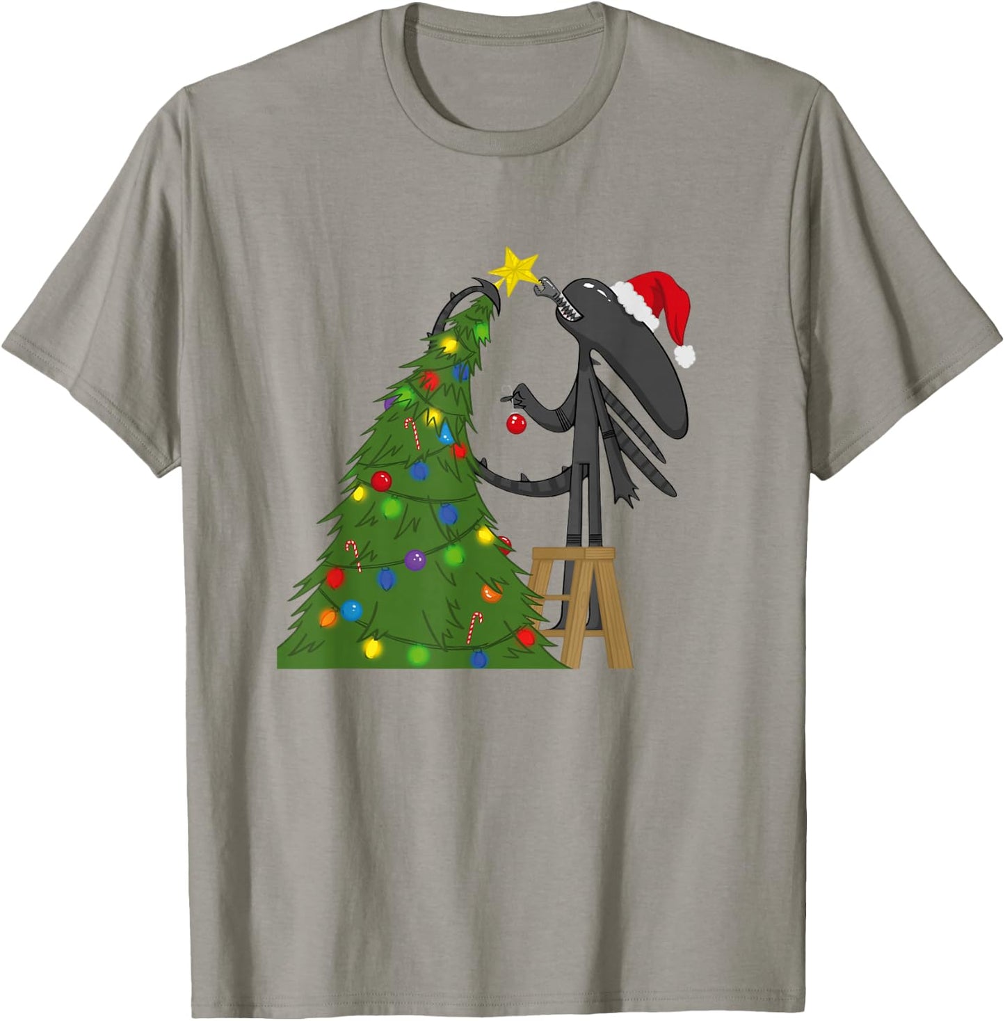 Aliens Cute Animated Xen Ready For Christmas Big Chest Logo T-Shirt - T-Shirt | Sand