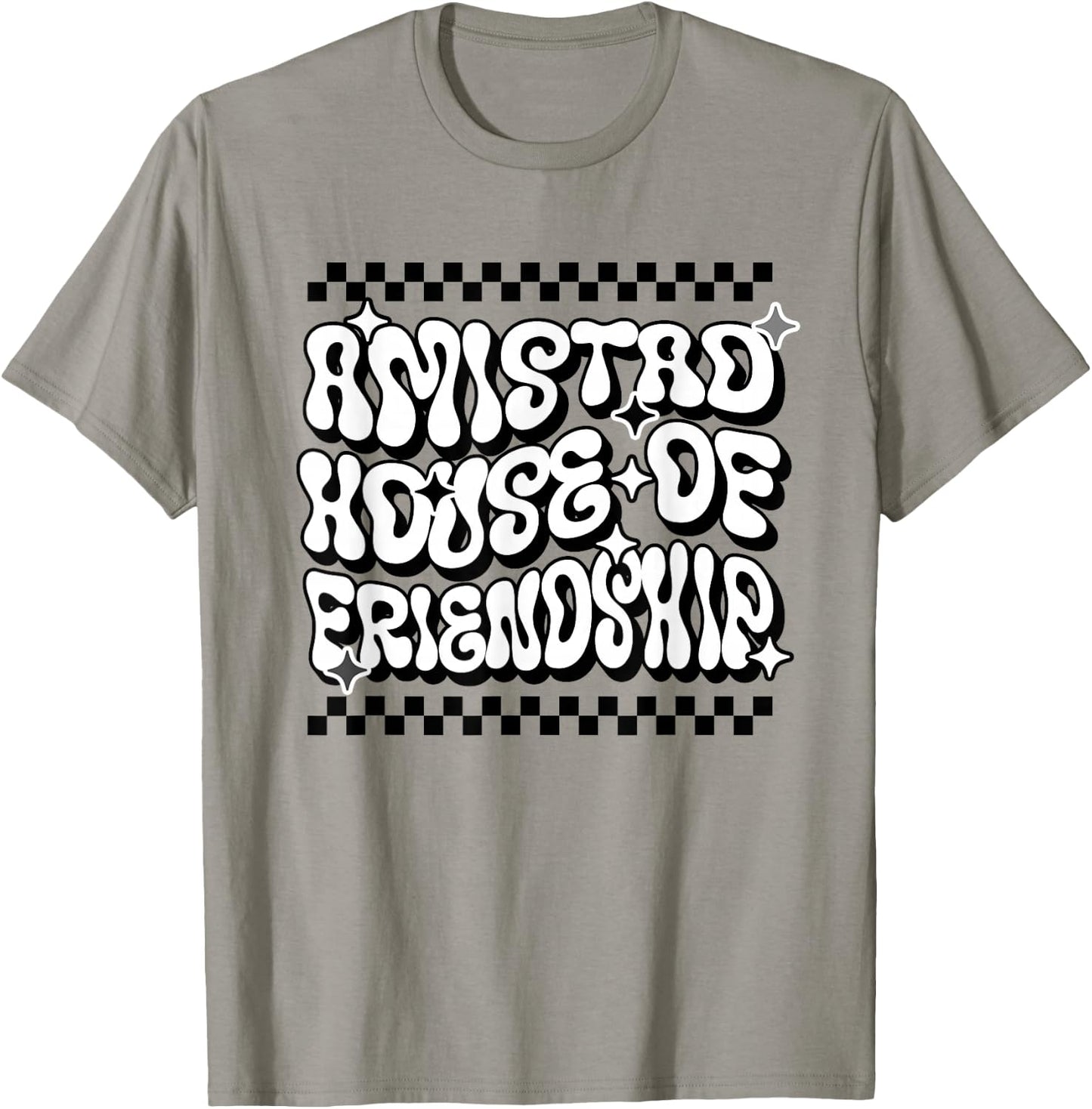 AMISTAD House Of Friendship Red Retro Groovy Social AMISTAD T-Shirt - T-Shirt | Sand