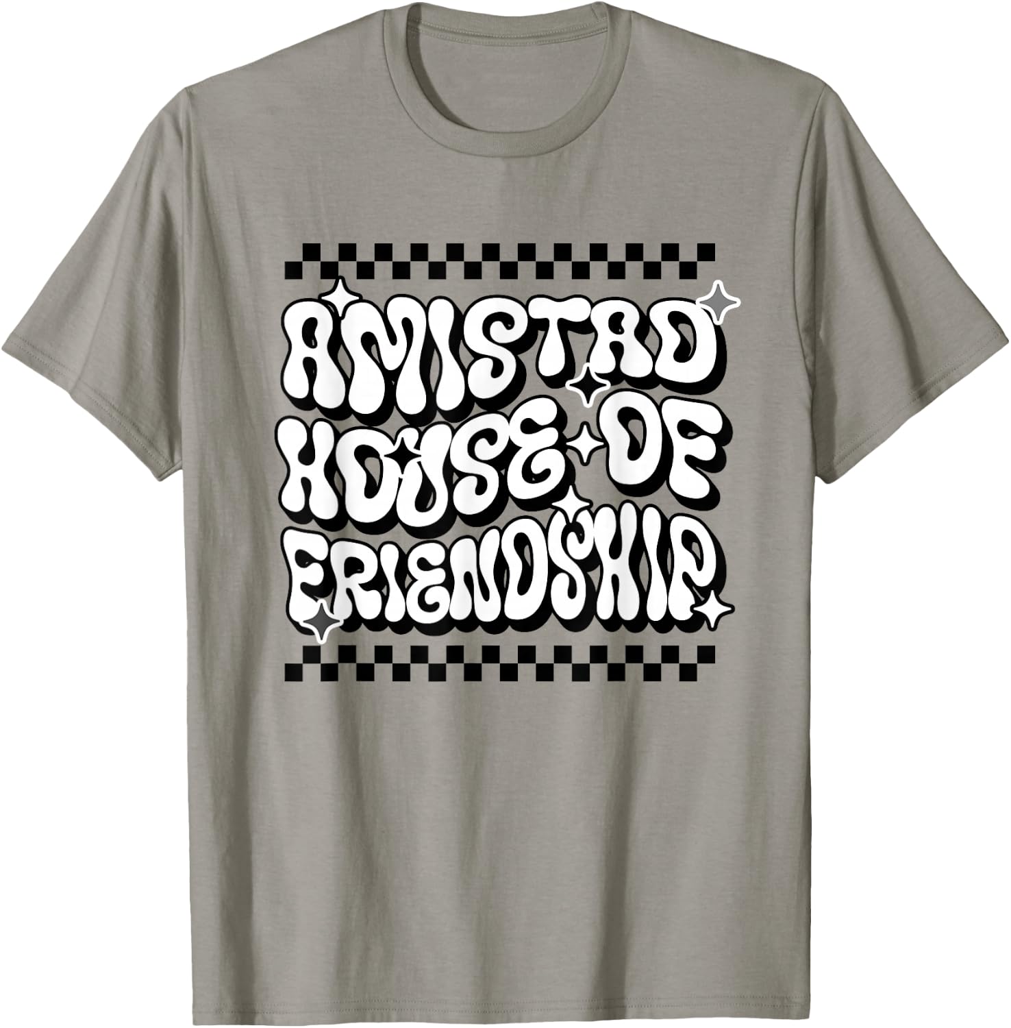 AMISTAD House Of Friendship Red Retro Groovy Social AMISTAD T-Shirt - T-Shirt | Sand