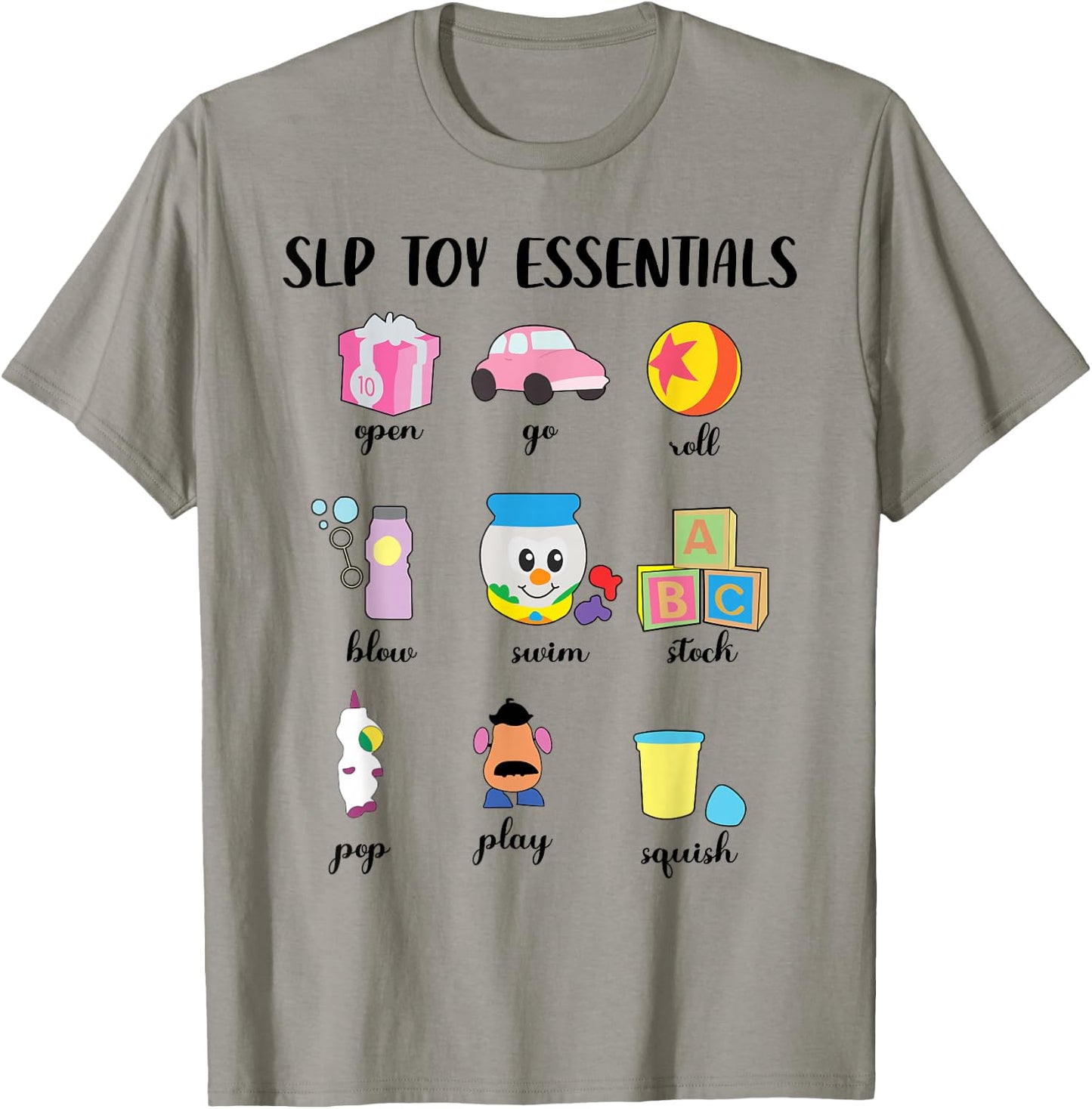 SLP Toy Essentials Speech Language Therapy T-Shirt - T-Shirt | Sand