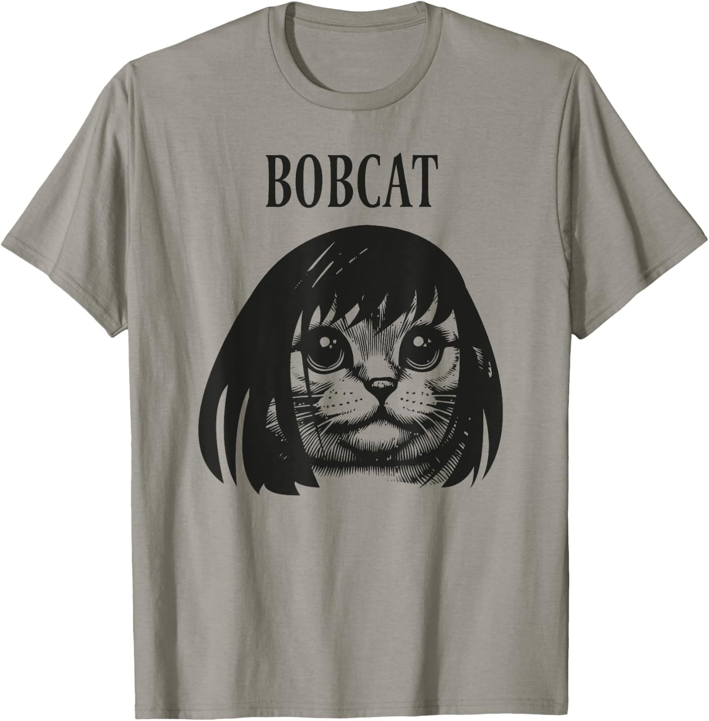 Funny cat bob hairstyle bobcat humorous cats cat lover kitty T-Shirt - T-Shirt | Sand