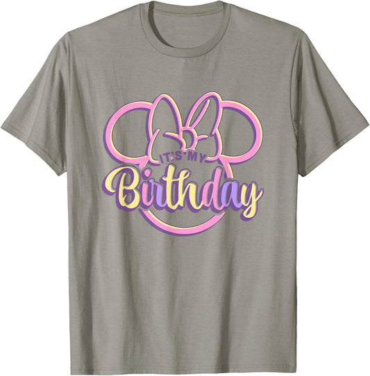 Disney Minnie Mouse It's My Birthday Retro Minnie Ears Logo T-Shirt - T-Shirt | Sand