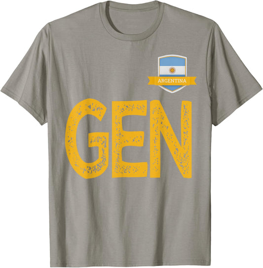Argentina Human Flag Letter G and Letter E and N Argentina T-Shirt - T-Shirt | Sand