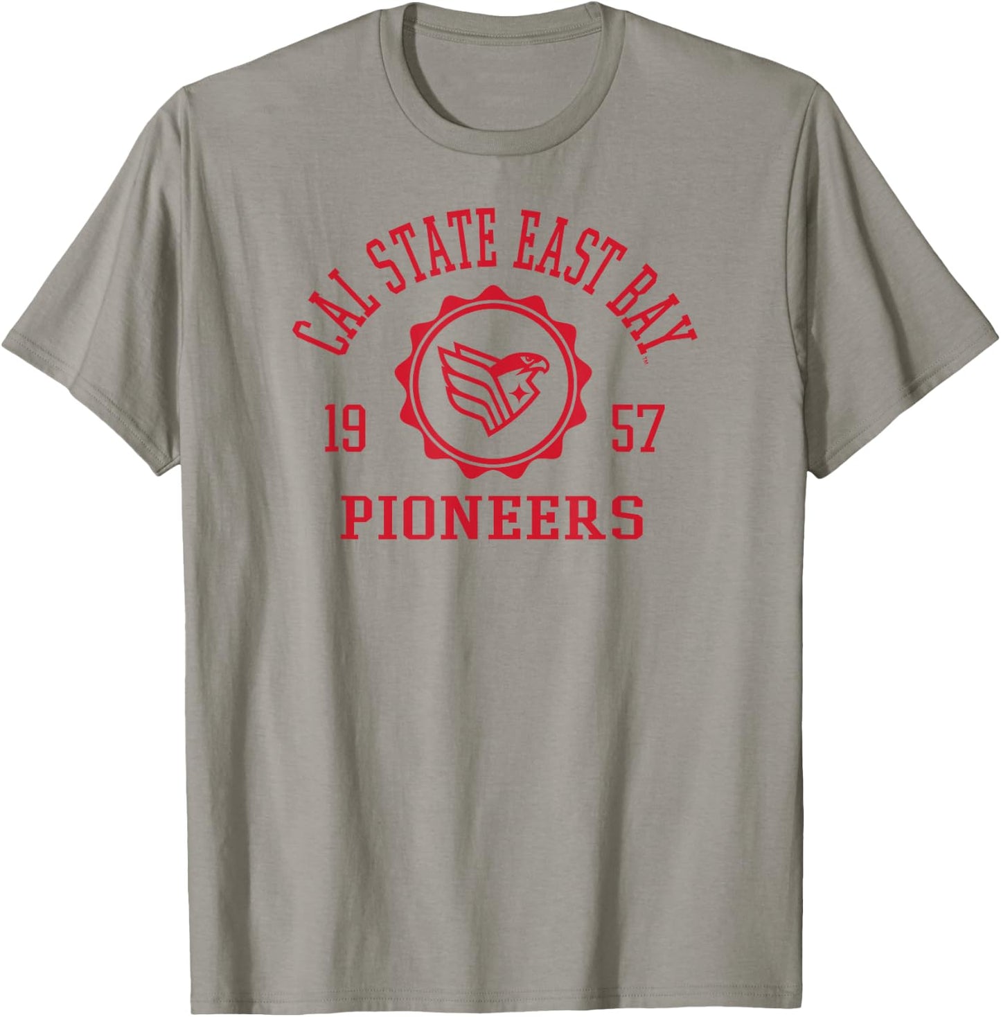Cal State East Bay Pioneers Stamp Gray Officially Licensed T-Shirt - T-Shirt | Sand