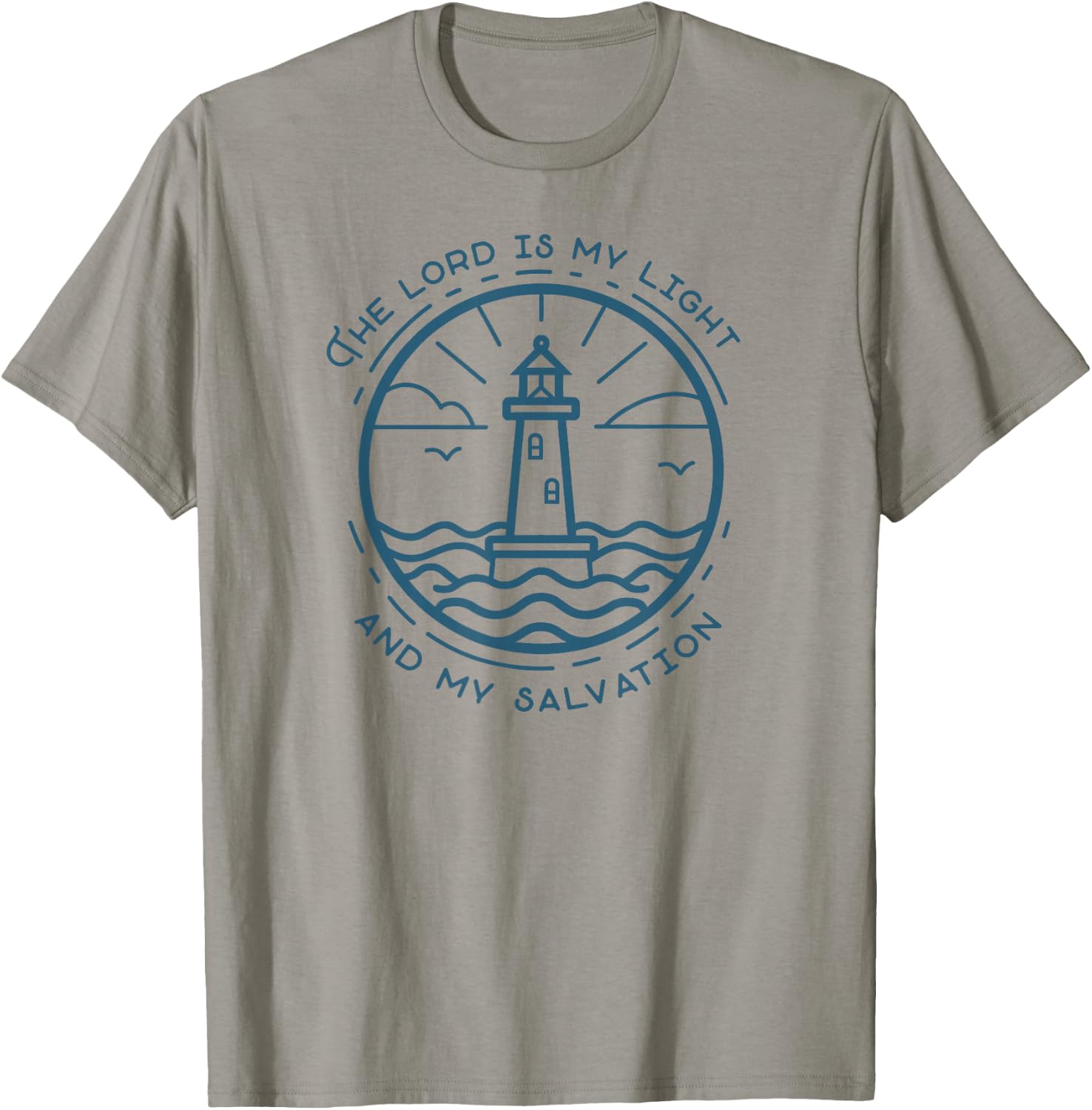 The Lord Is My Light and Salvation Psalm 27:1 Lighthouse T-Shirt - T-Shirt | Sand