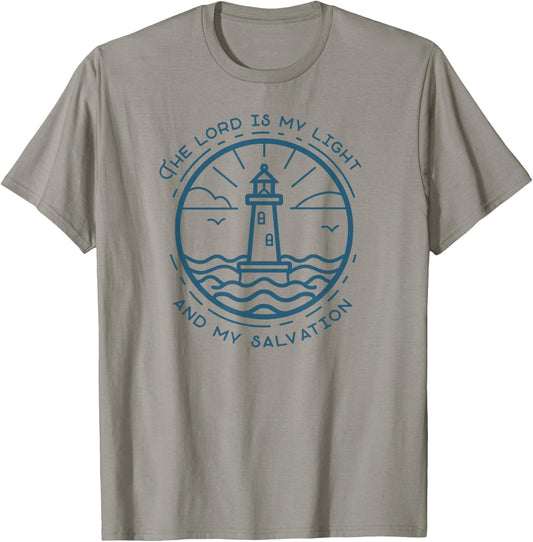 The Lord Is My Light and Salvation Psalm 27:1 Lighthouse T-Shirt - T-Shirt | Sand