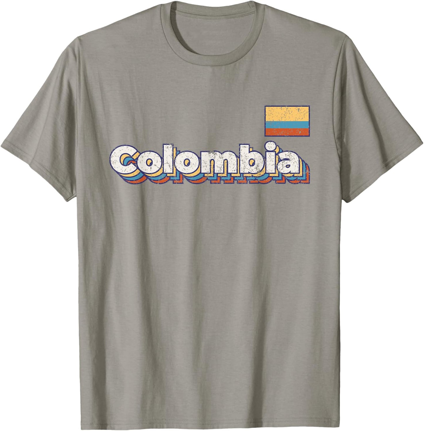 Vintage Retro Faded Colombia Flag Colombian Pride T-Shirt - T-Shirt | Sand