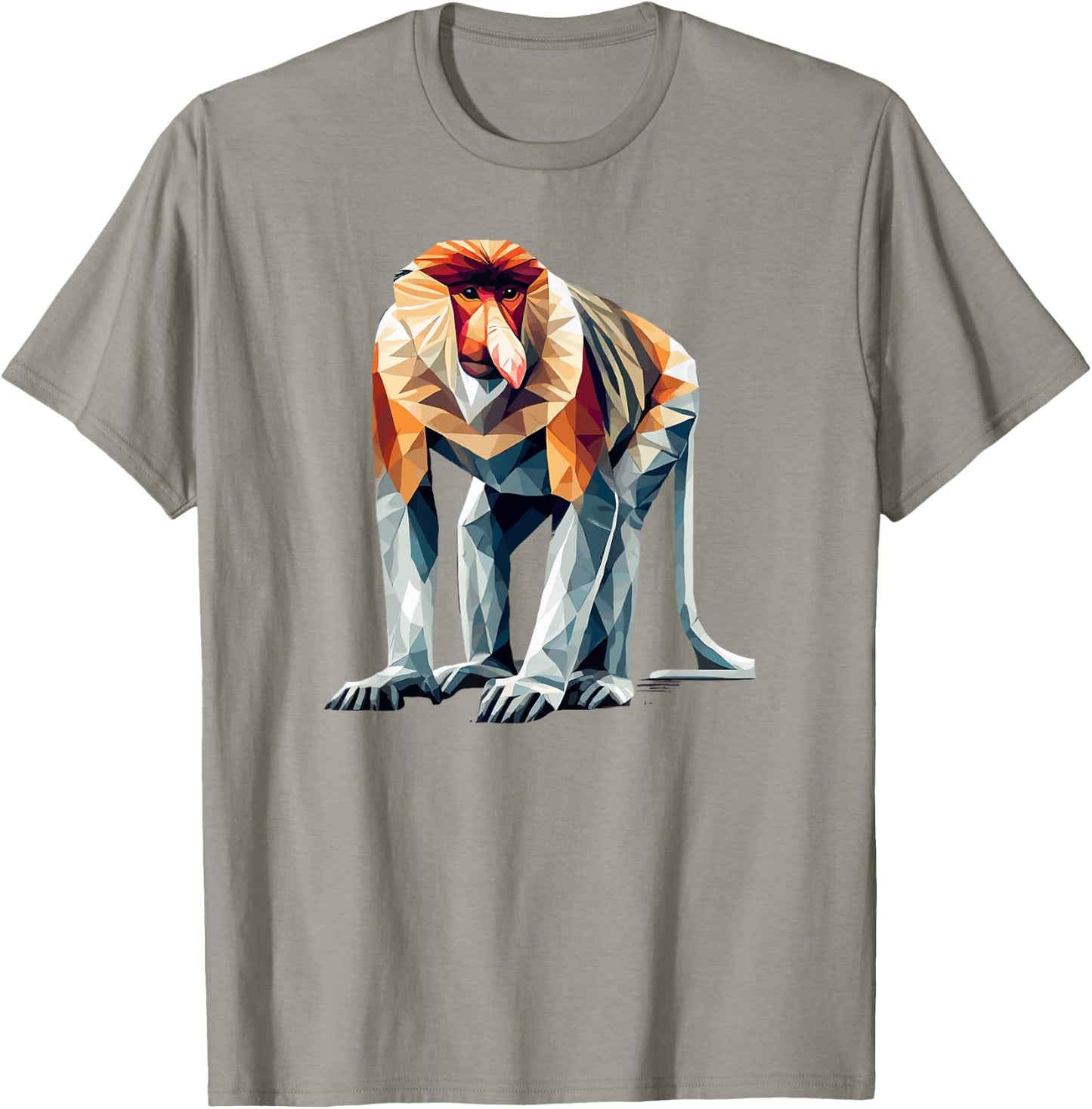 Geometric Art Proboscis Monkey Long-Nosed Monkey T-Shirt - T-Shirt | Sand