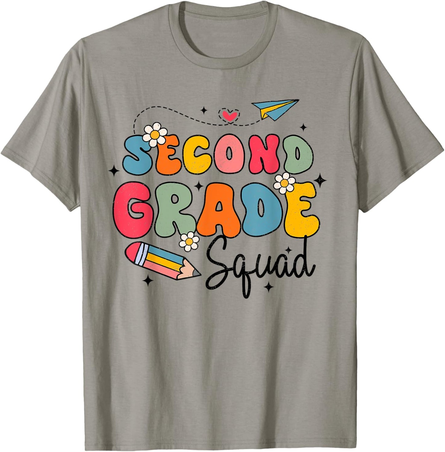 2nd Second Grade Squad Student Teacher Back To School Groovy T-Shirt - T-Shirt | Sand