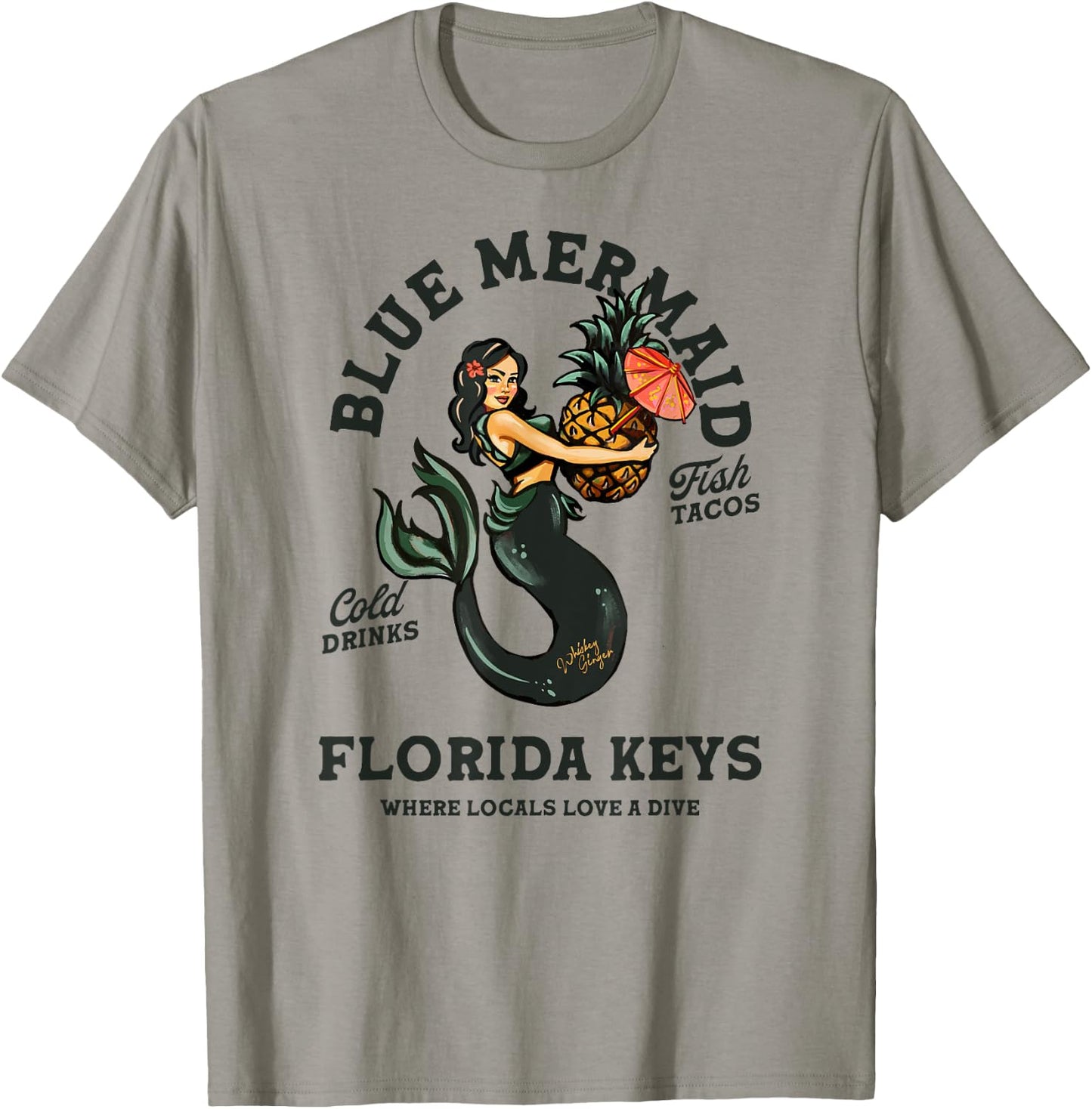 Florida Keys Tiki Bar Mermaid Shirt Pin Up Beach Mermaids T-Shirt - T-Shirt | Sand