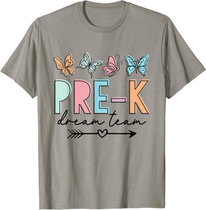 Pre-K Dream Team Butterfly Retro Back To School T-Shirt - T-Shirt | Sand