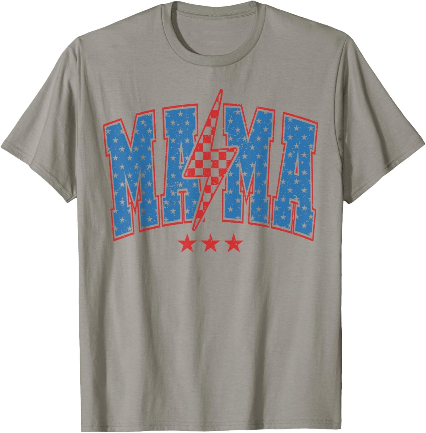 American Mama and Mini 4th of July, Mama lignting Bolt T-Shirt - T-Shirt | Sand