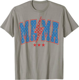 American Mama and Mini 4th of July, Mama lignting Bolt T-Shirt - T-Shirt | Sand