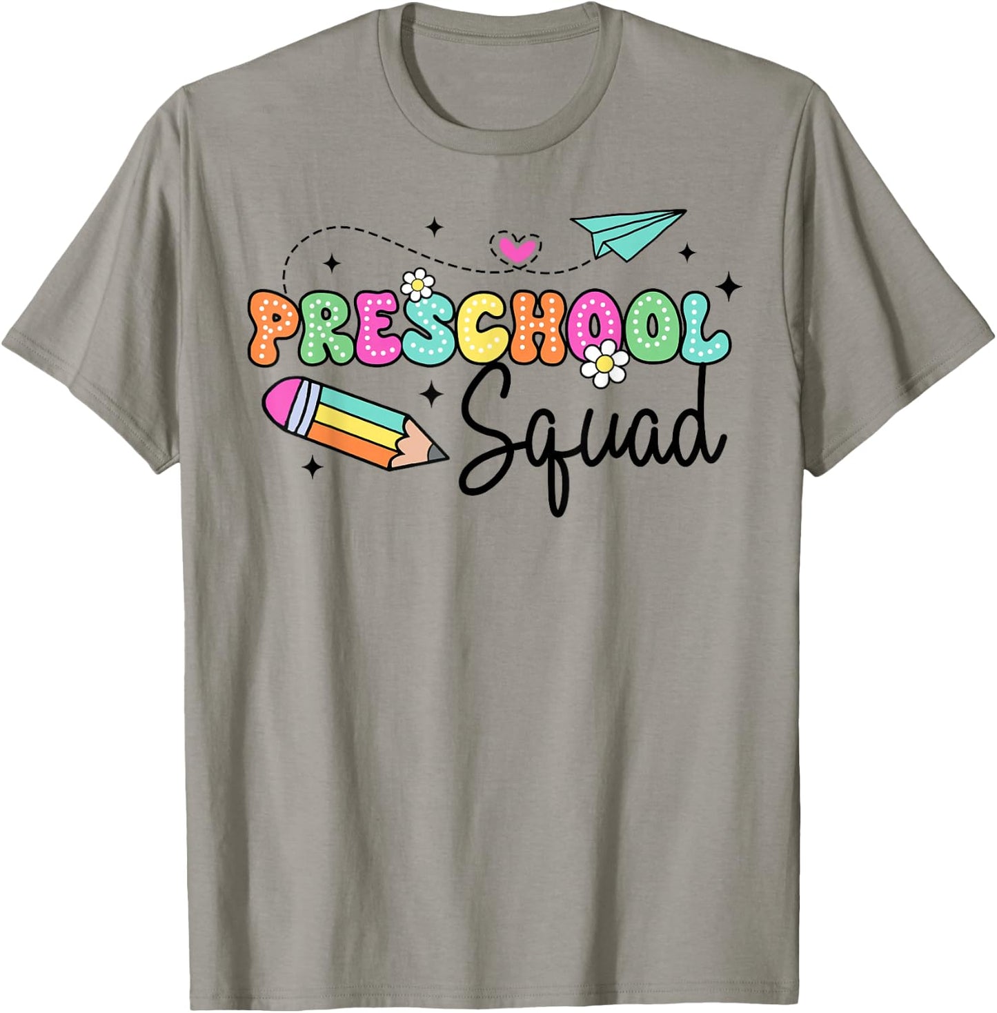 Preschool Squad Student Teacher Back To School Groovy T-Shirt - T-Shirt | Sand