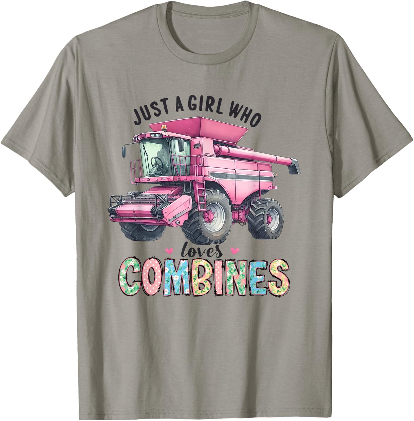 Farm Combine Just a Girl Who Loves Combines Pink Combine T-Shirt - T-Shirt | Sand