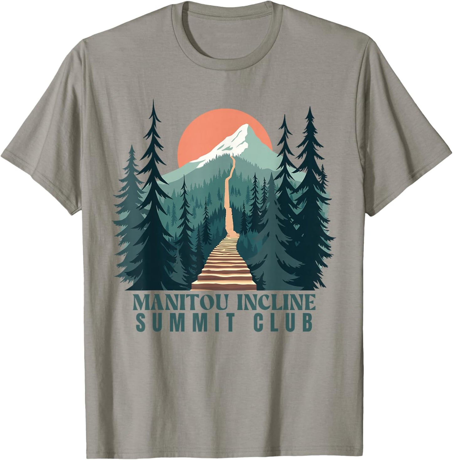 Manitou Incline Summit Club, Hiking Manitou Incline T-Shirt - T-Shirt | Sand