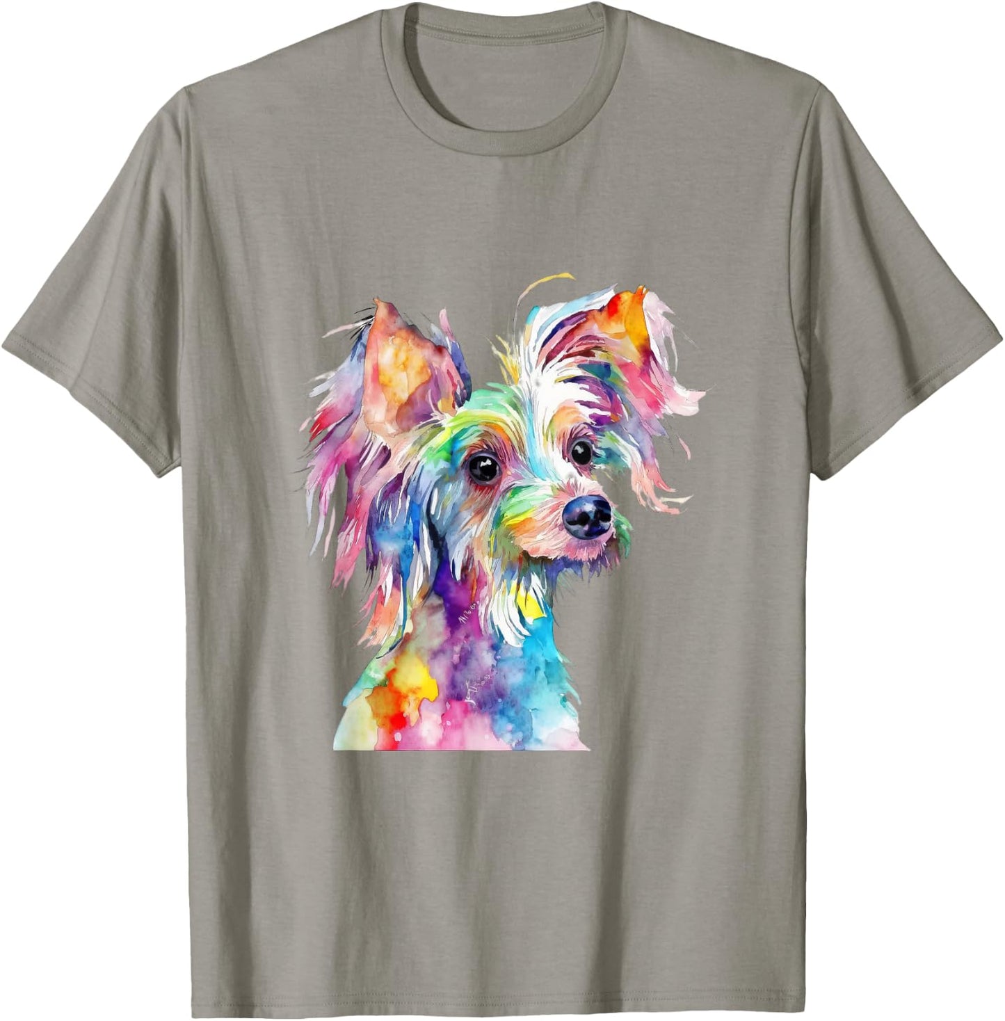 Chinese Crested Dog Colorful Watercolor Dog T-Shirt - T-Shirt | Sand