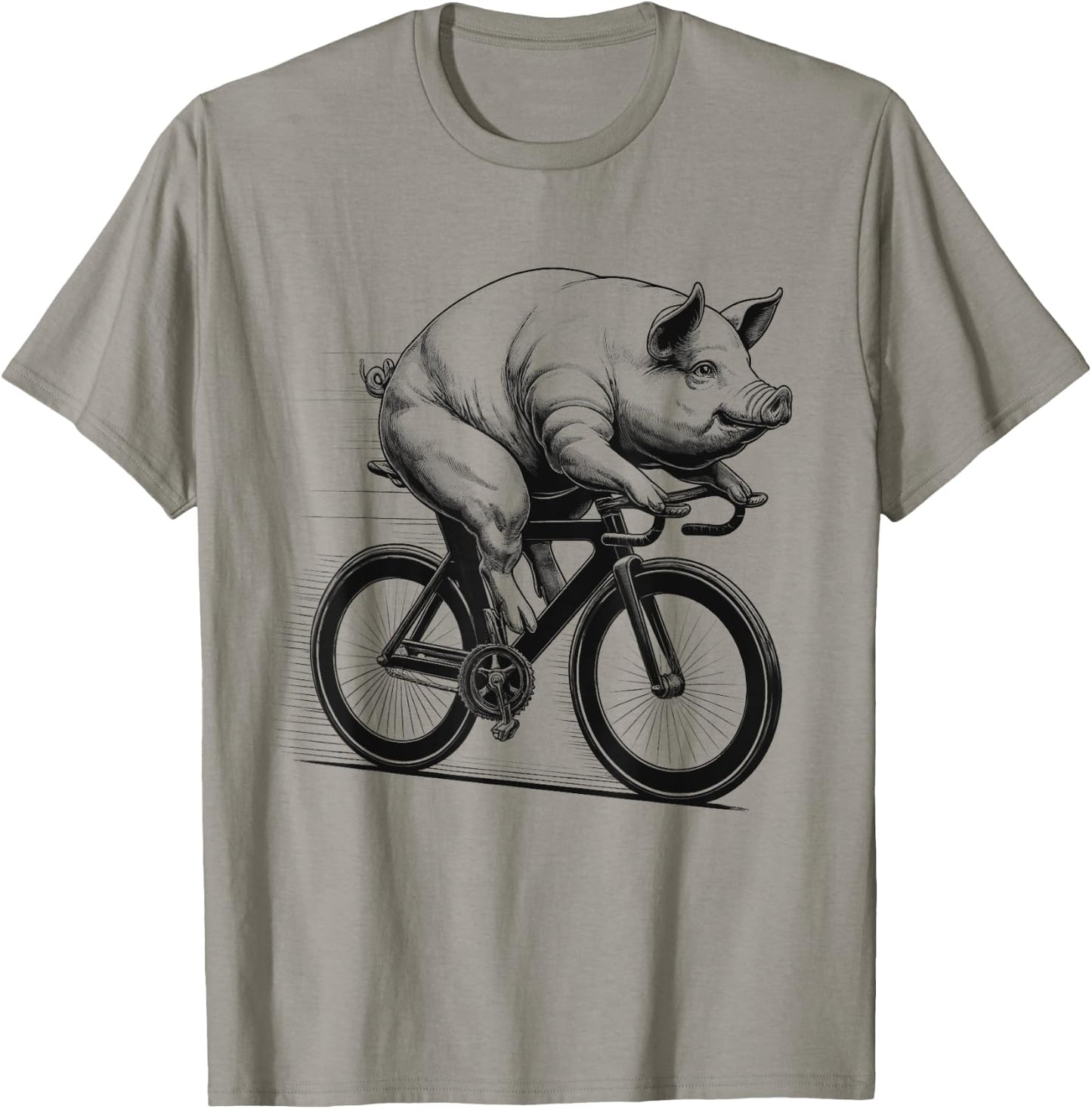 Pig Riding Bike Biker Bicycle Lover Biking T-Shirt - T-Shirt | Sand
