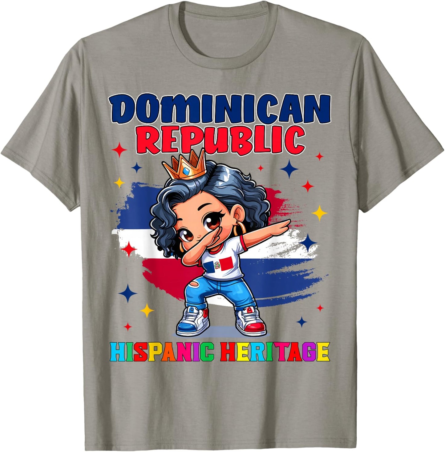 Dominican Republic Girl Hispanic Heritage Celebration Kids T-Shirt - T-Shirt | Sand