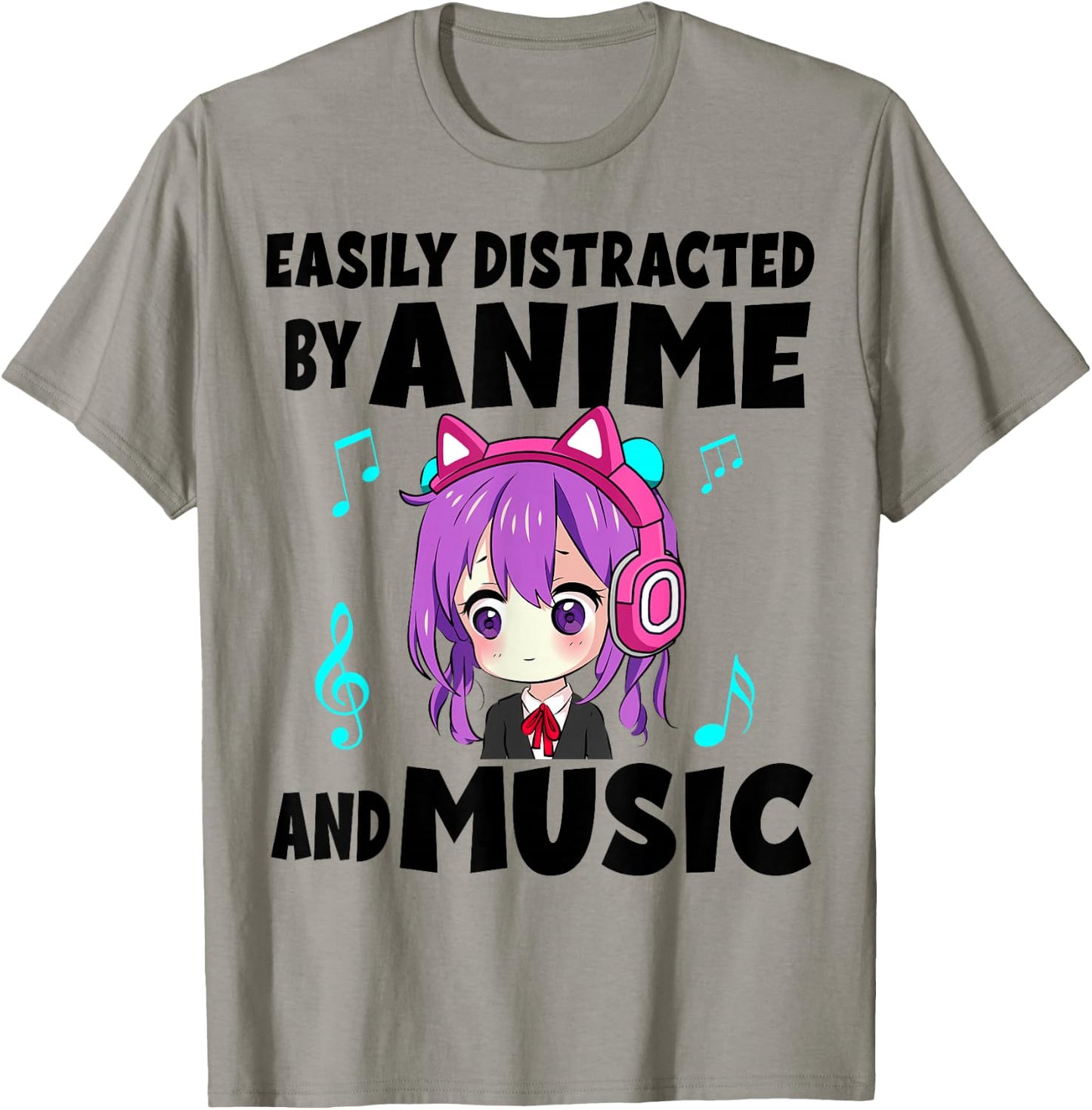 funny Anime and Music Girl for Teen chibi graphic Anime girl T-Shirt - T-Shirt | Sand