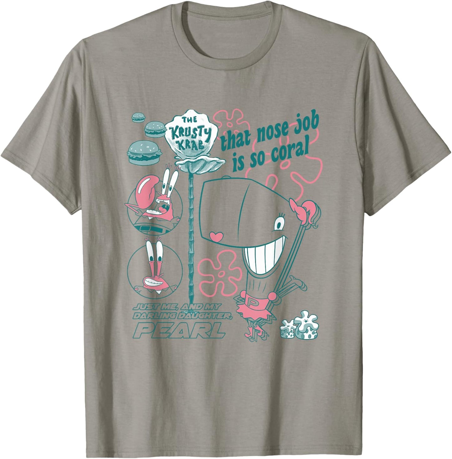 SpongeBob SquarePants Mr. Krabs And Pearl Retro Chest Poster T-Shirt - T-Shirt | Sand