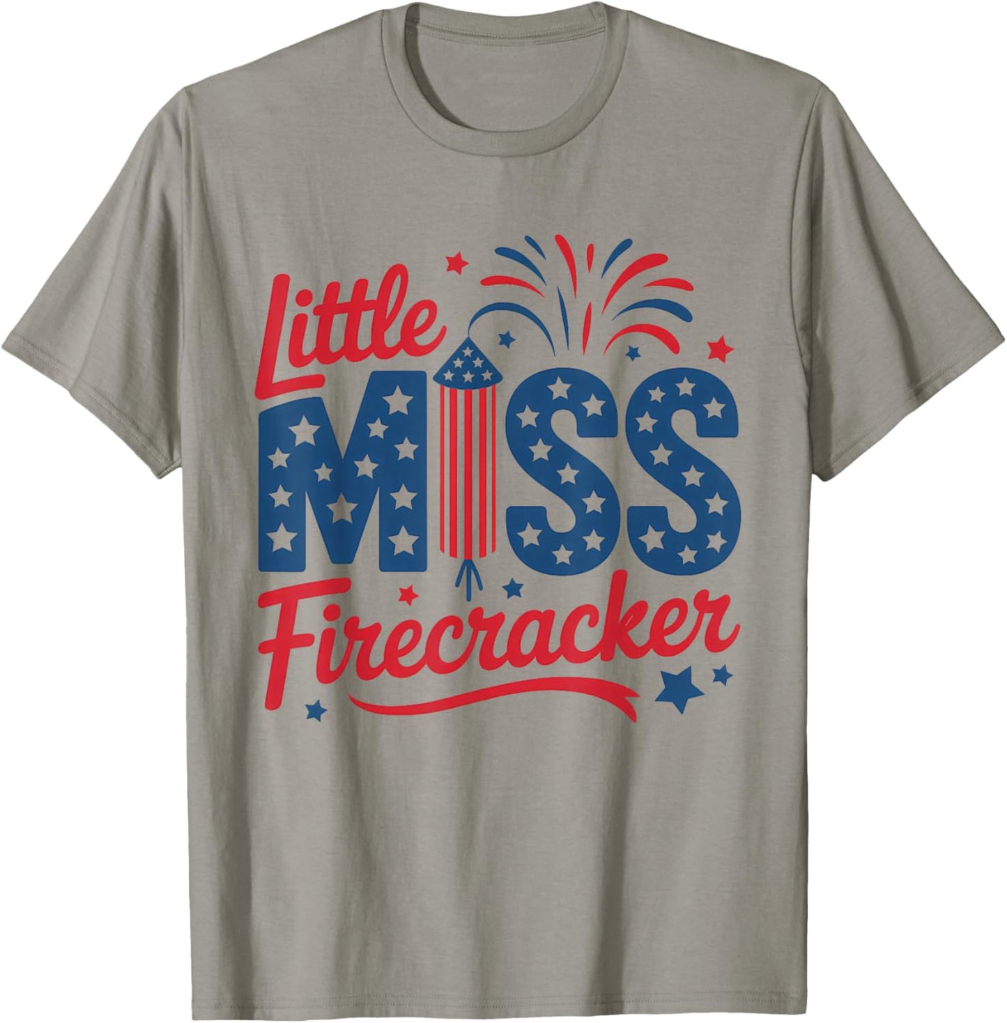 Little Miss Firecracker 4th Of July American Flag Girls Kids T-Shirt - T-Shirt | Sand