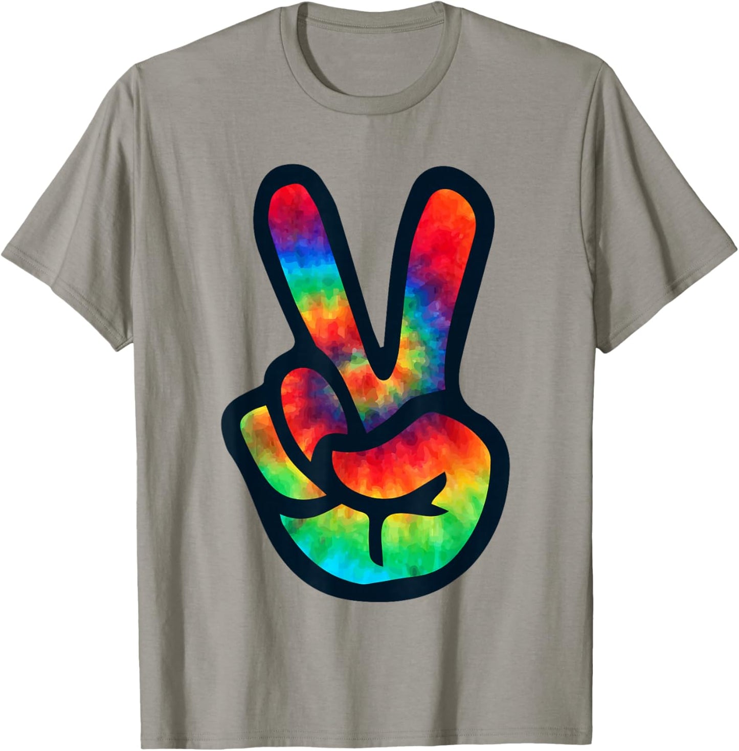 Peace Sign Hand Tie Dye | Hippies Christmas V T-Shirt - T-Shirt | Sand
