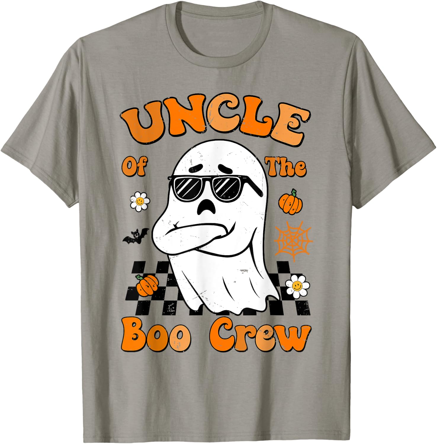 Uncle Of The Boo Crew Groovy Retro Family Halloween Funny T-Shirt - T-Shirt | Sand