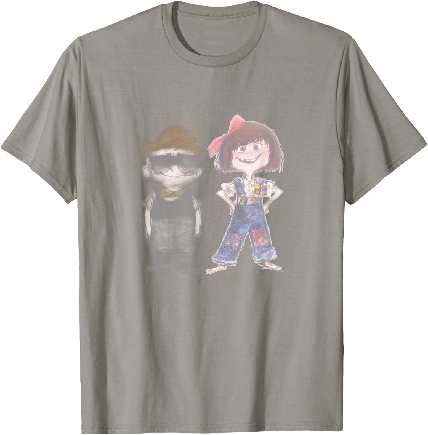Disney Pixar Up Young Carl & Ellie Cute Vintage Sketch T-Shirt - T-Shirt | Sand