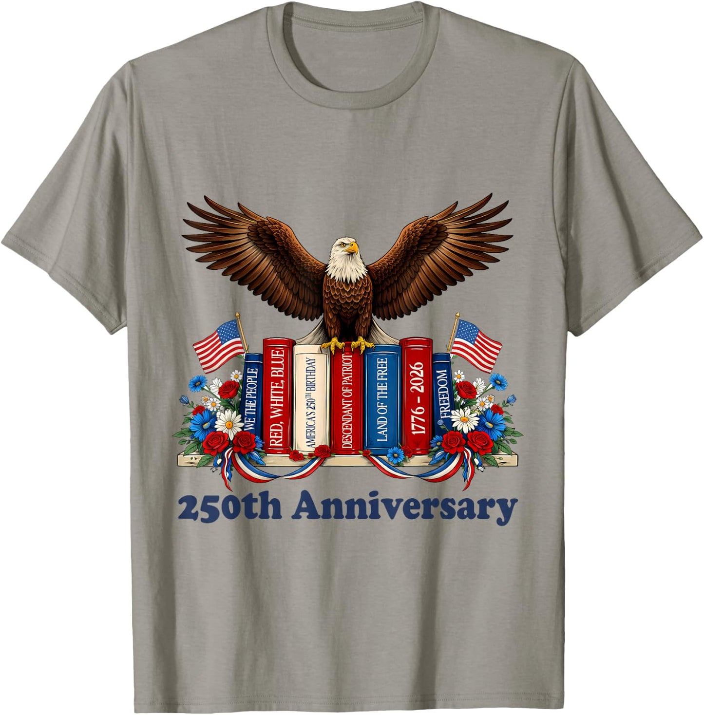 250th Anniversary 1776-2026 Book Lover 4th of July Teacher T-Shirt - T-Shirt | Sand
