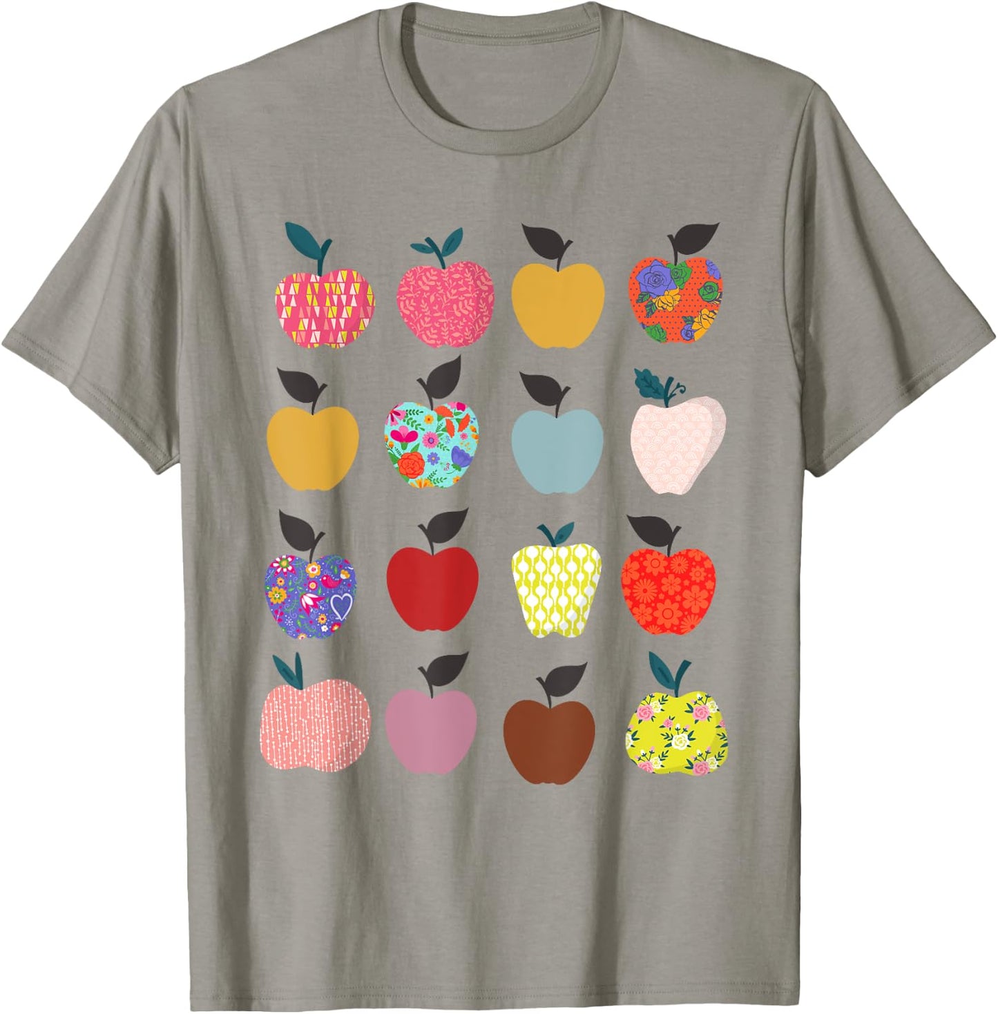 Folk Art Apples Back to school Teacher Shirt Funny T-Shirt - T-Shirt | Sand
