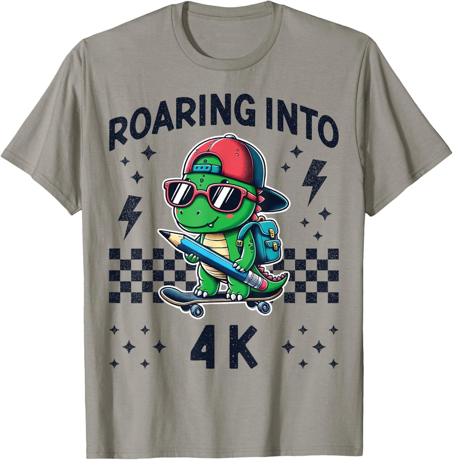 Roaring Into 4K Dinosaur First Day of PreK 4 Im Ready for 4K T-Shirt - T-Shirt | Sand