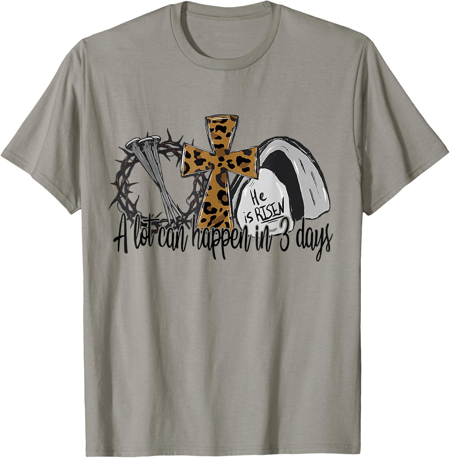 A Lot Can Happen In 3 Days Jesus Easter Leopard Christian T-Shirt - T-Shirt | Sand