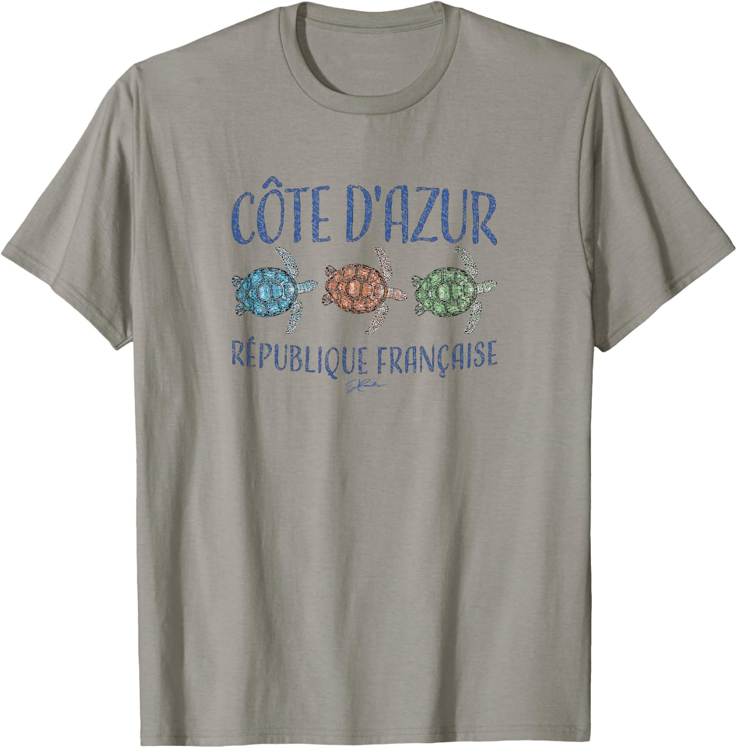 JCombs: Cote D'Azur, France, Three Sea Turtles T-Shirt - T-Shirt | Sand