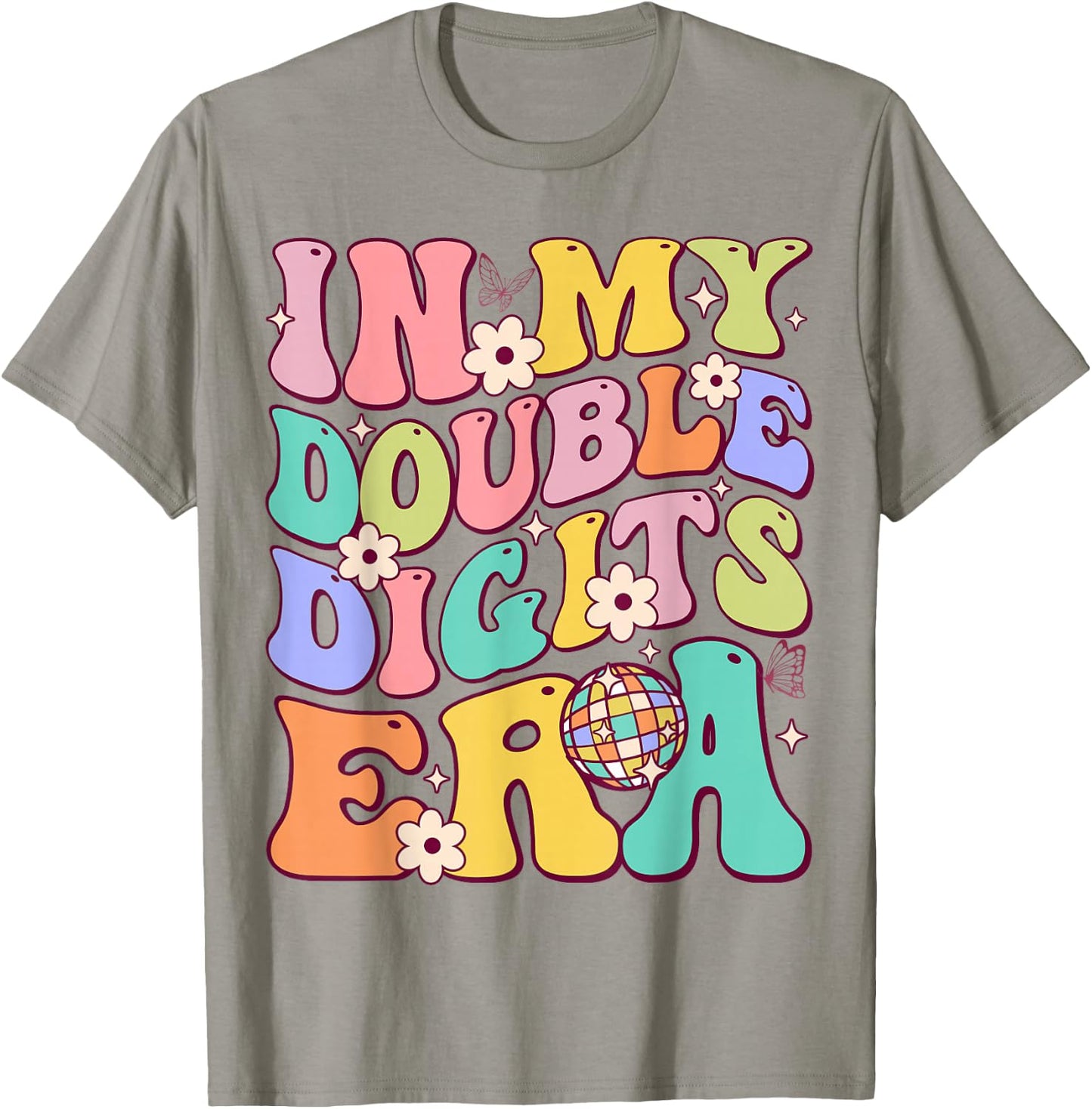 Girl In My Double Digits Era Retro 10 Year Old 10th Birthday T-Shirt - T-Shirt | Sand