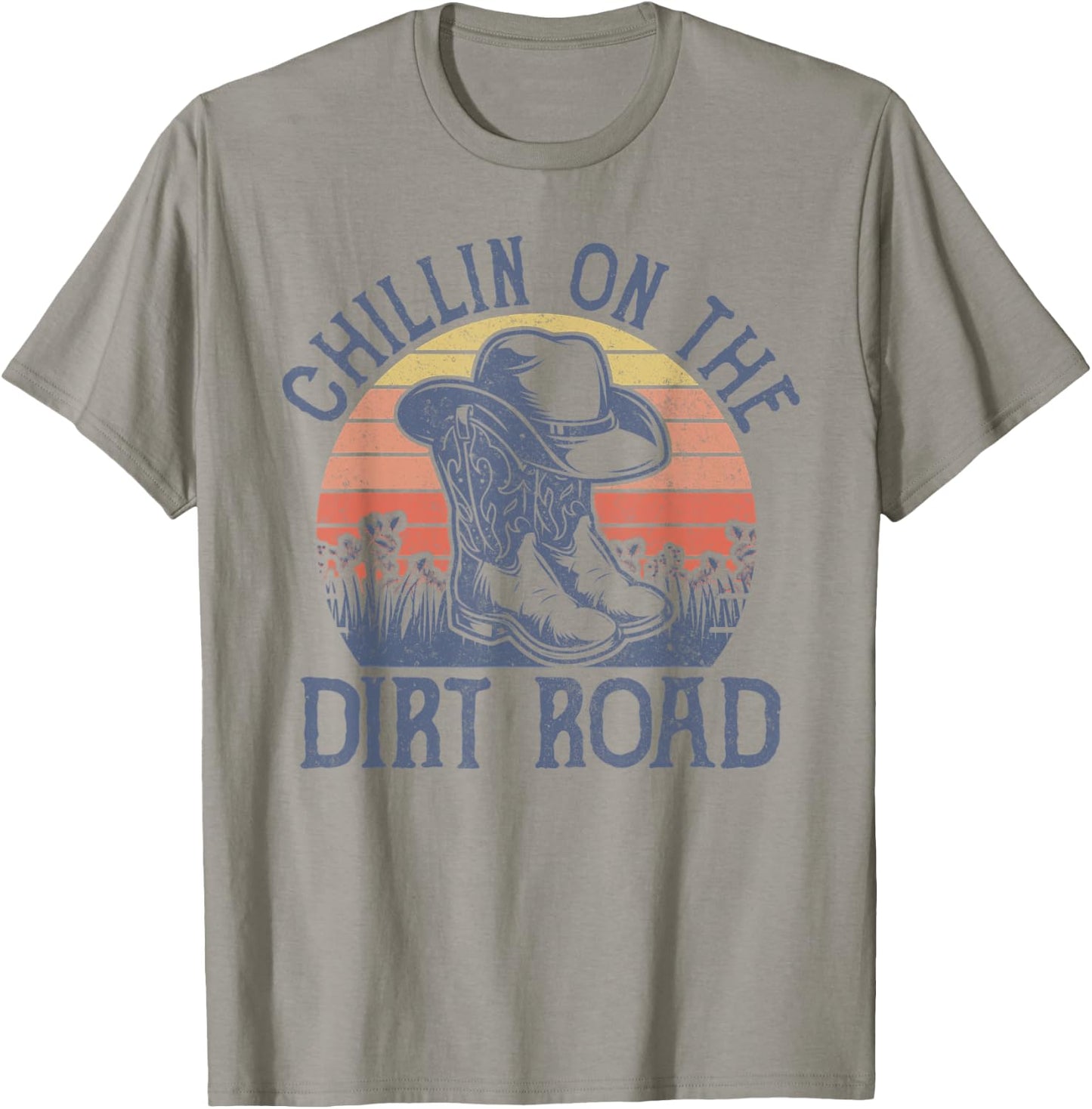 Chillin On The Dirt Road Cowboy Hat Country Music T-Shirt - T-Shirt | Sand