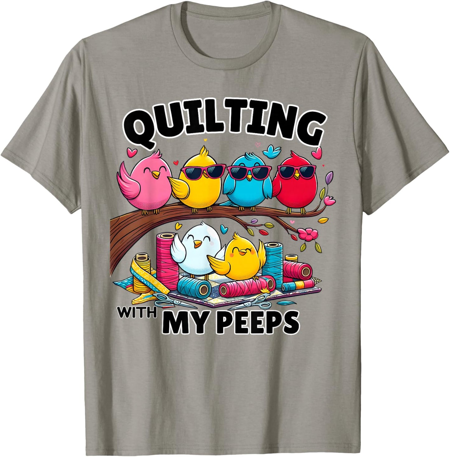 Quilting Hanging With My Peeps Funny Women Toddler Kids T-Shirt - T-Shirt | Sand