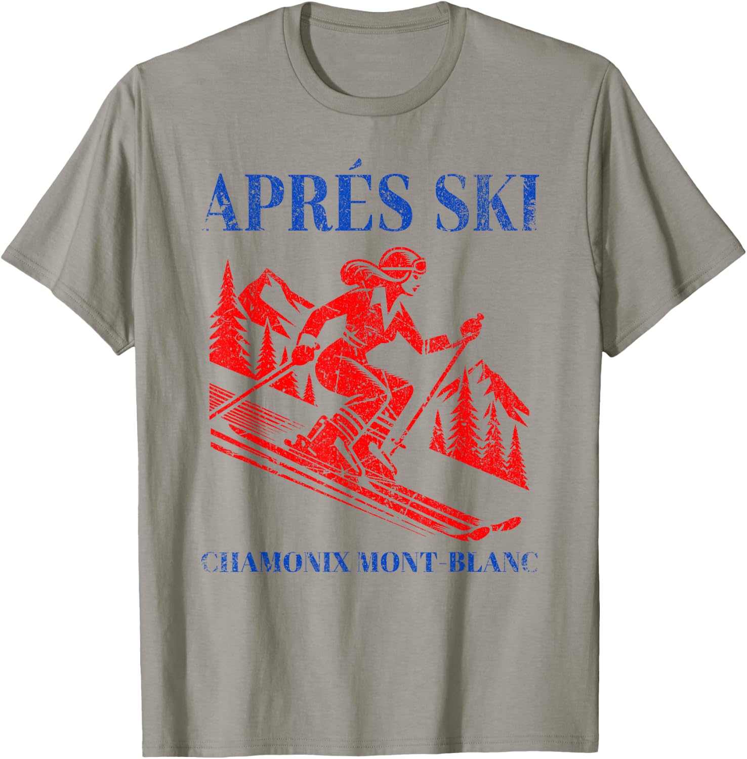 Ski Apres Vintage Ski Skiing Mont Blanc Retro Snow Skier T-Shirt - T-Shirt | Sand