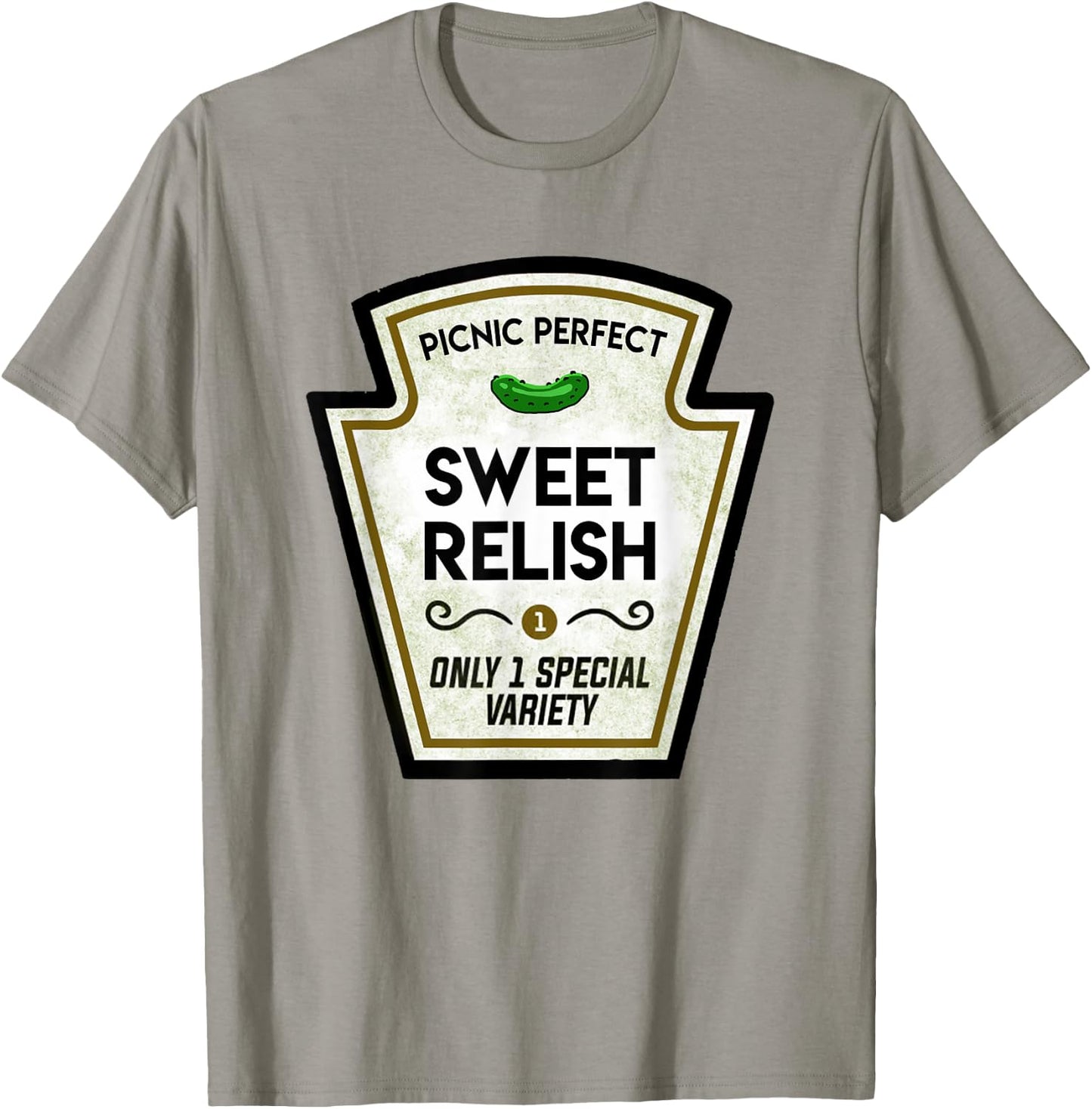 Sweet Relish Pickle Bottle Label Halloween Matching Costume T-Shirt - T-Shirt | Sand