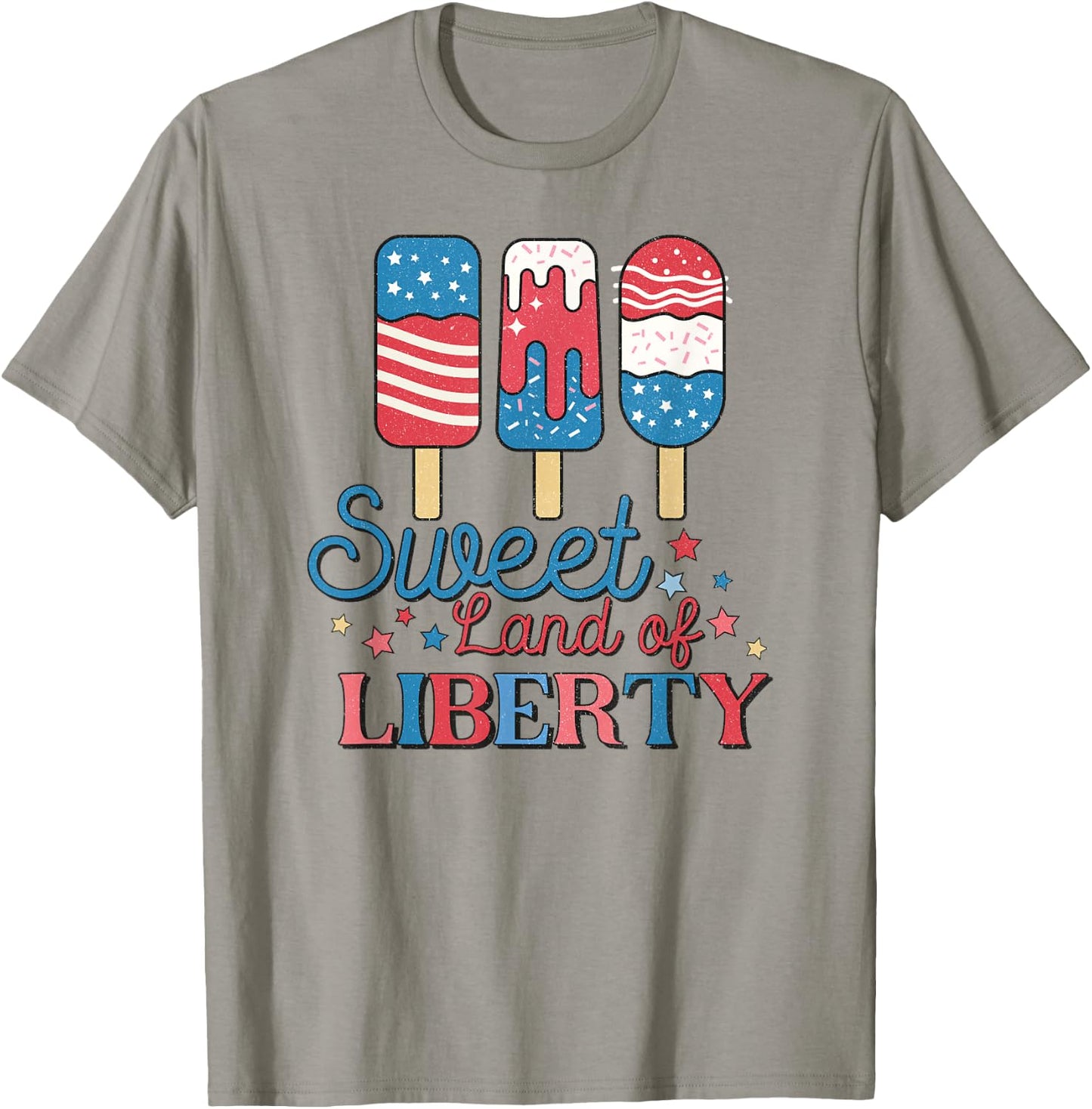 Cute Retro 4th of July Popsicle Patriotic Land of Liberty T-Shirt - T-Shirt | Sand