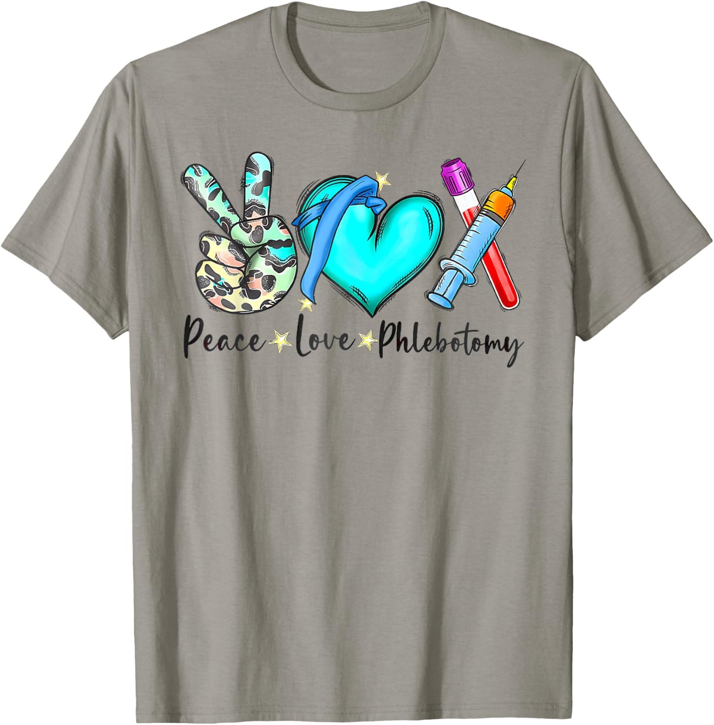 Peace Love Phlebotomy Nurse Phlebotomist Tie Dye Technician T-Shirt - T-Shirt | Sand