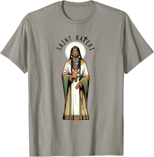 Catholic Lily Of The Mohawks Faith Saint Kateri Tekakwitha T-Shirt - T-Shirt | Sand