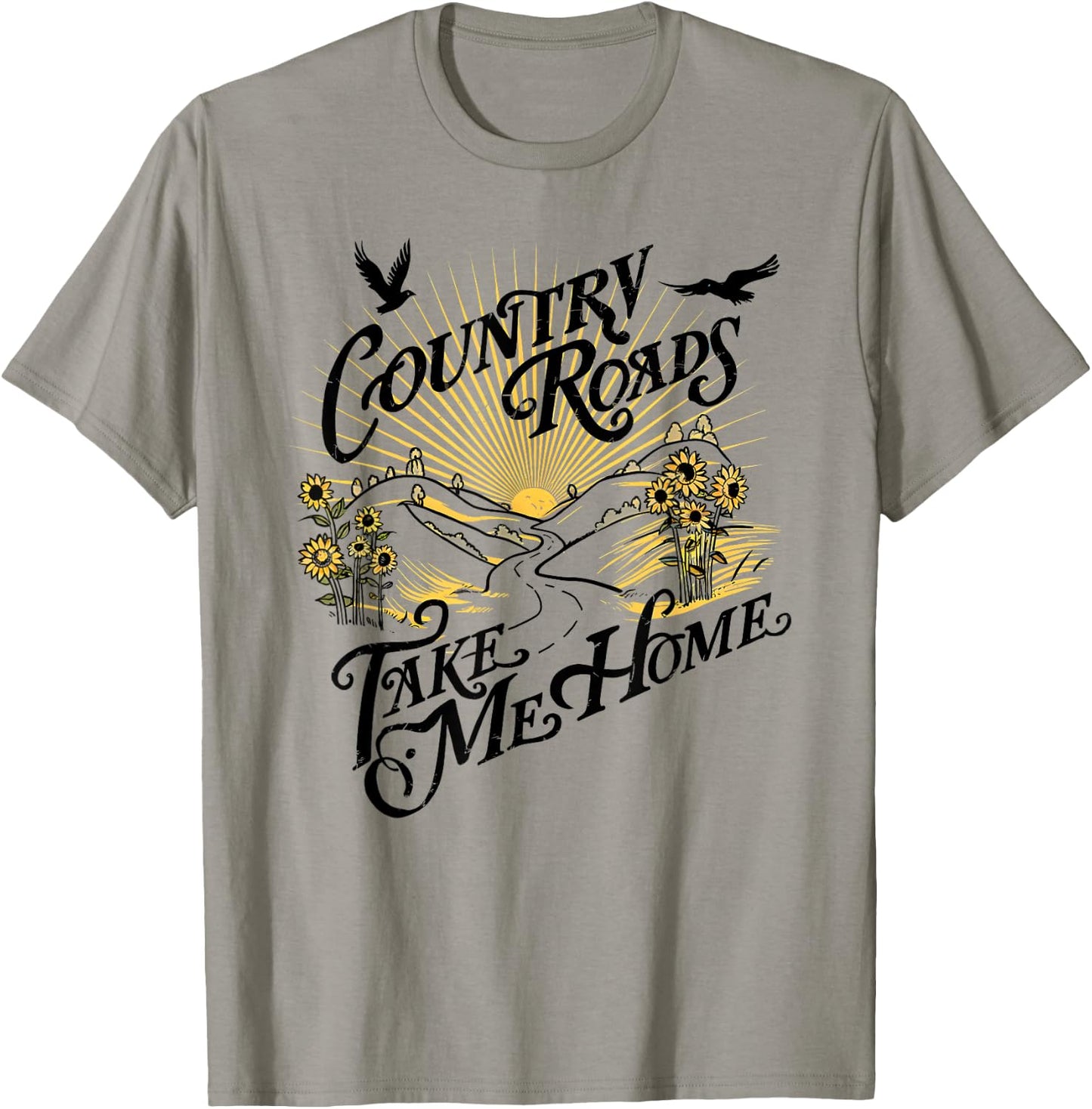 Camping Hiking Mountain Country Roads Take Me Home T-Shirt - T-Shirt | Sand