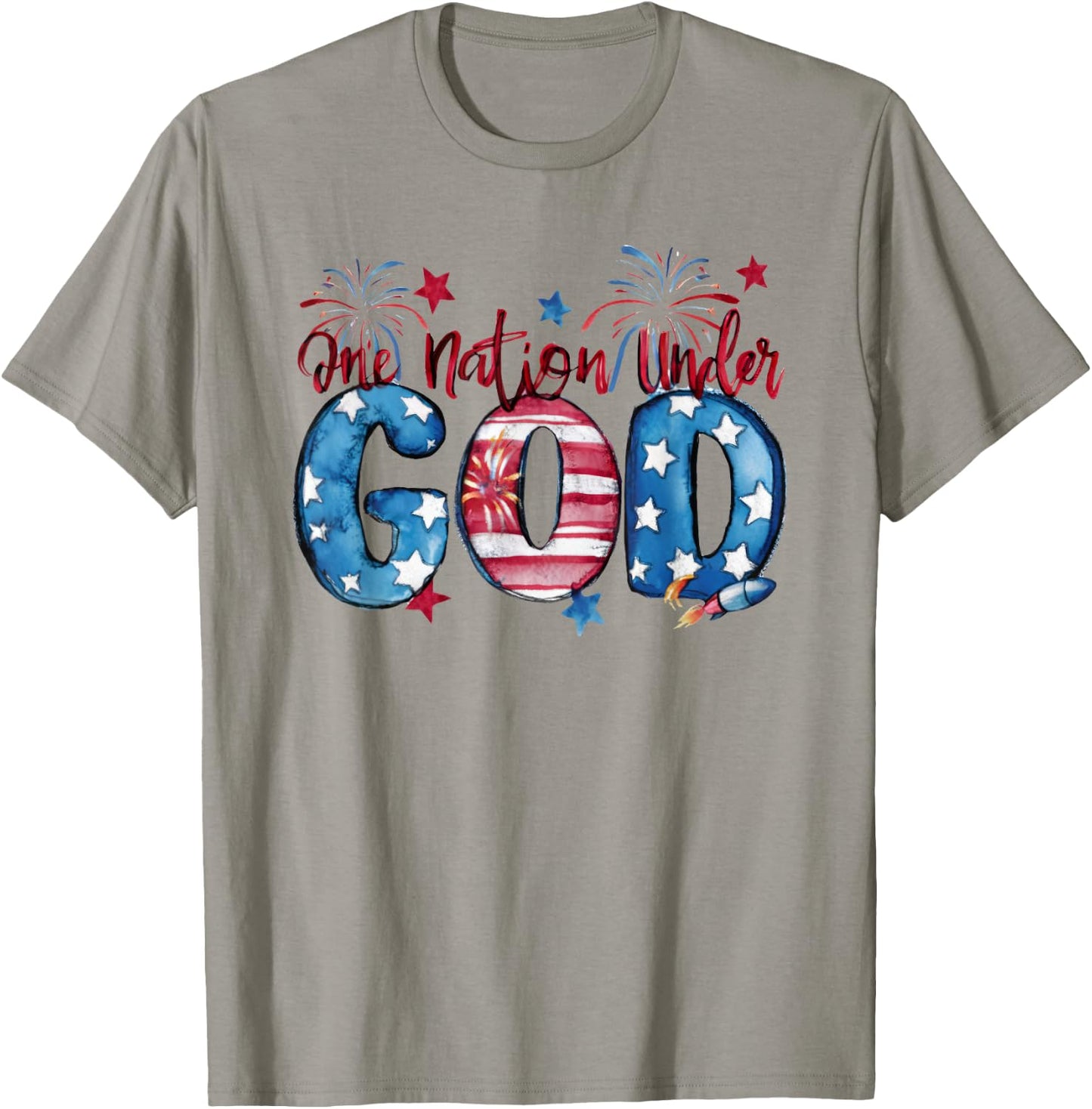 One Nation Under God, American, Happy Christian Woman T-Shirt - T-Shirt | Sand