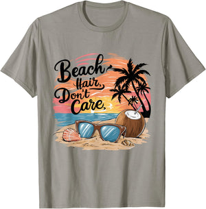 Beach Hair Don't Care Vacation Summer Vibes Coconut sunglass T-Shirt - T-Shirt | Sand